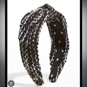 Lele Sadoughi sweater bow tie headband black and white NWT